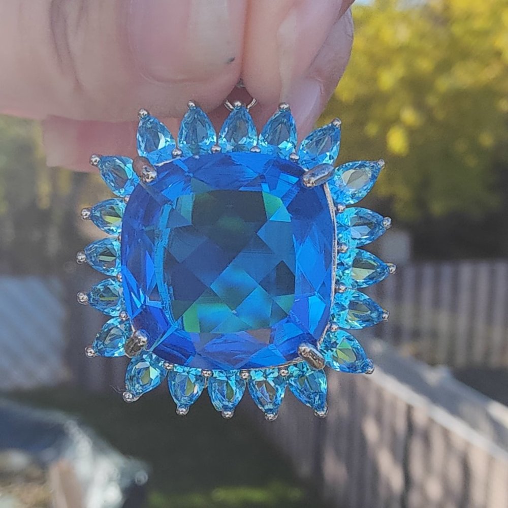 30+CT Swiss and Sky Blue Topaz Pendant